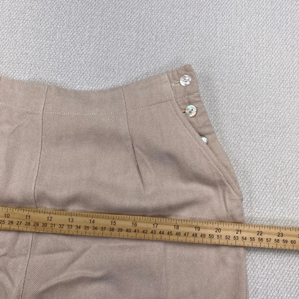 Talbots Petites Shorts Womens 12 Tan Beige Linen Blend Pleated Side Closure